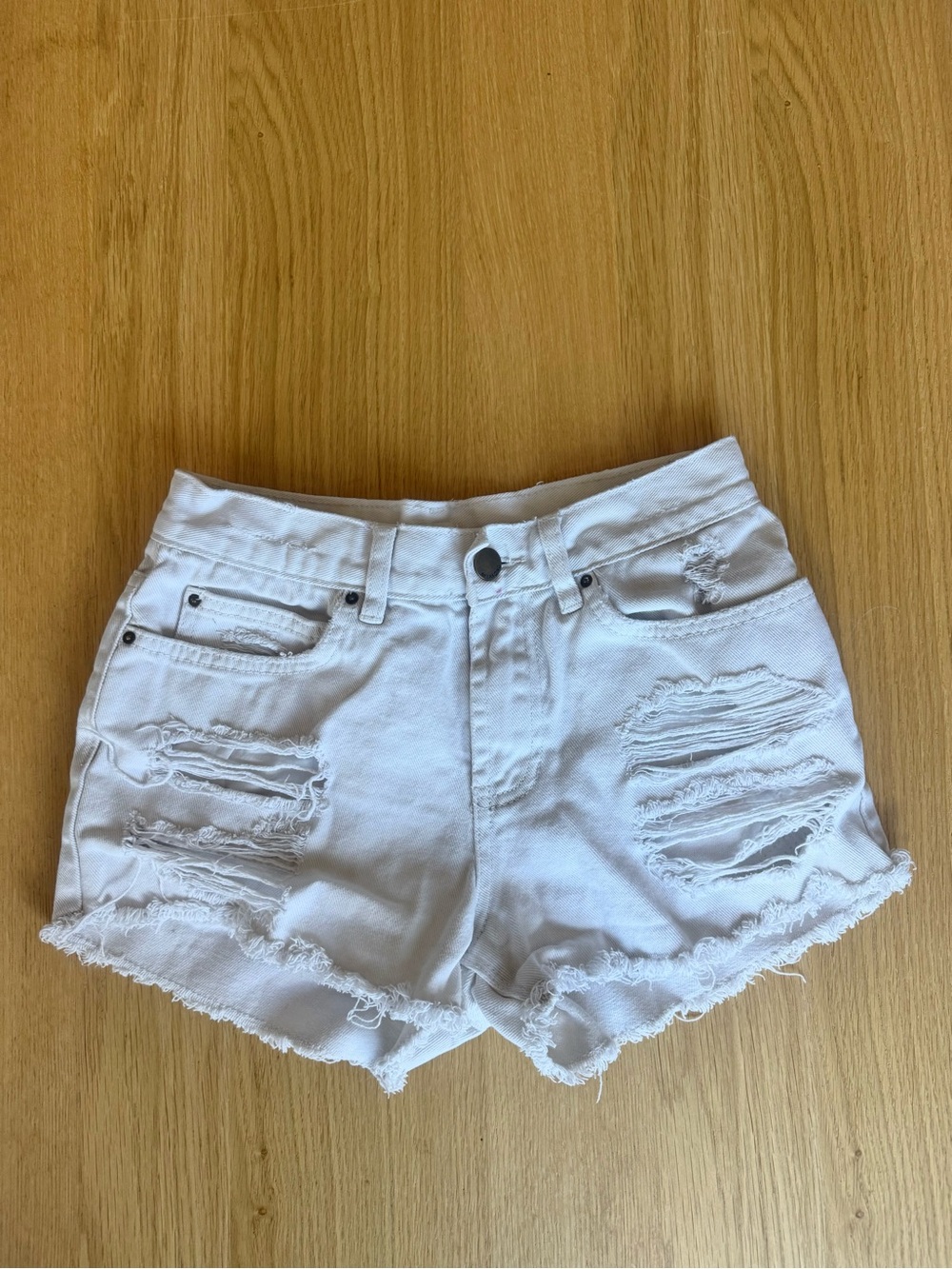 Billabong White Distressed Denim  Shorts